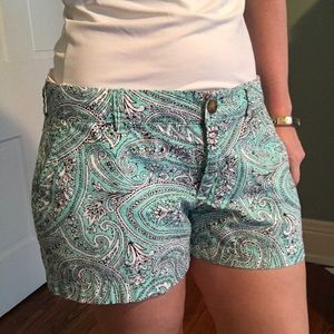 Mint Paisley Print Shorts